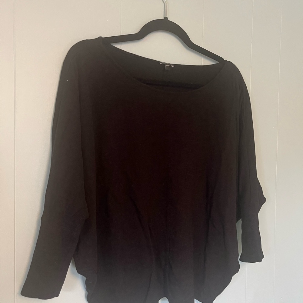 Express Black Boxy Blouse with 3/4 Sleeves